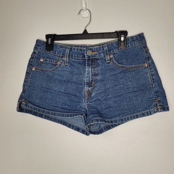 Vintage y2k Levi's superlow rise blue denim mini shorts size 9 - Picture 1 of 8